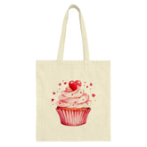 Cupcake Tote Bag, Sweet Treat Design, Cute Heart Cupcake, Food Lover Gift, Watercolor Tote, Bakery Tote, Valentine's Day Gift Idea - Tawshia